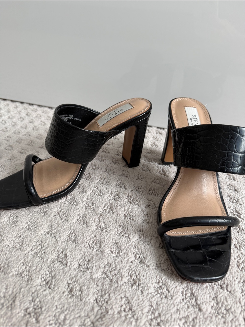 Steven New York Jive Croc Embossed Slip on Sandal